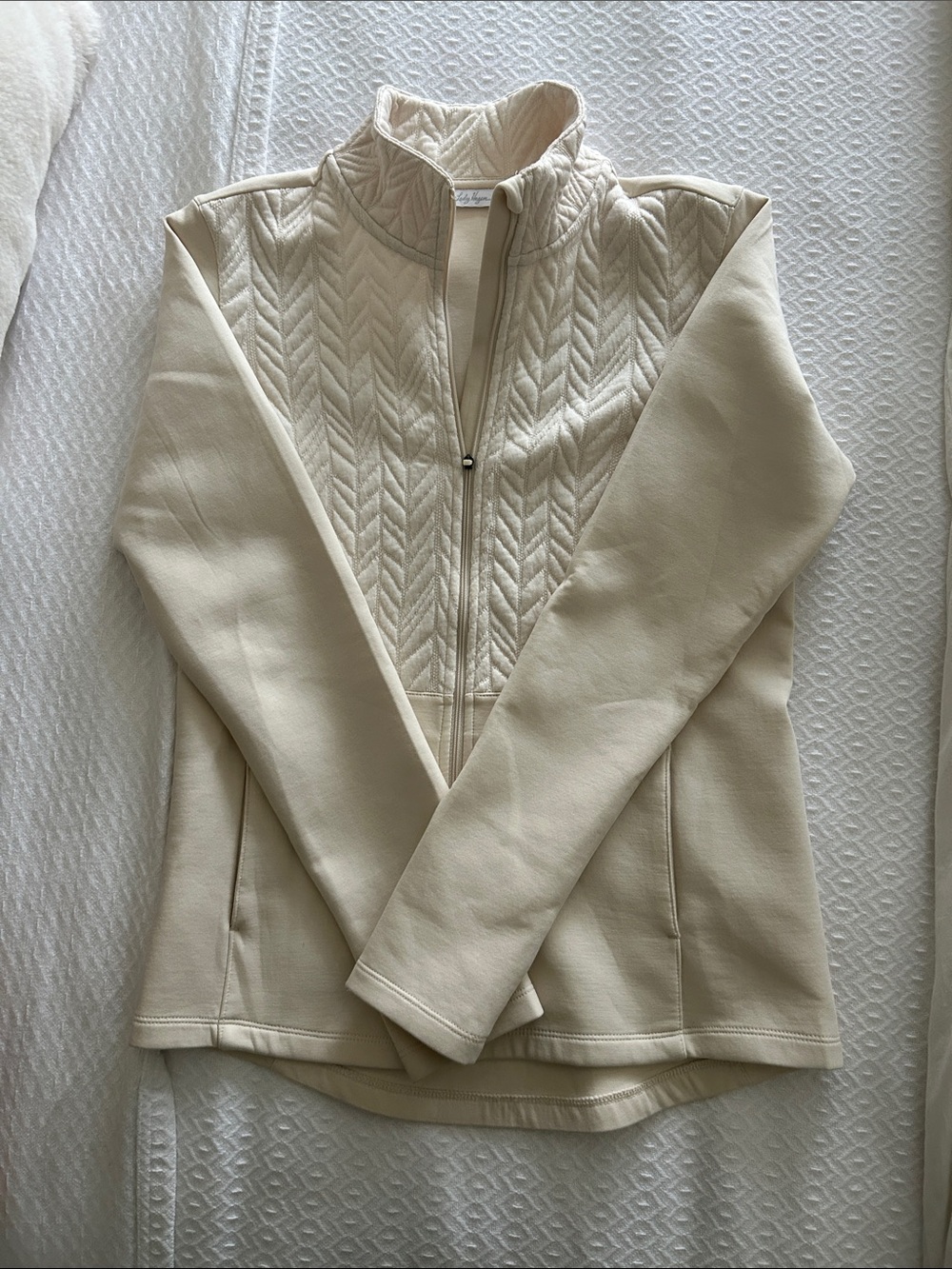 Lady Hagen Cream Quilted-Front Bomber Jacket